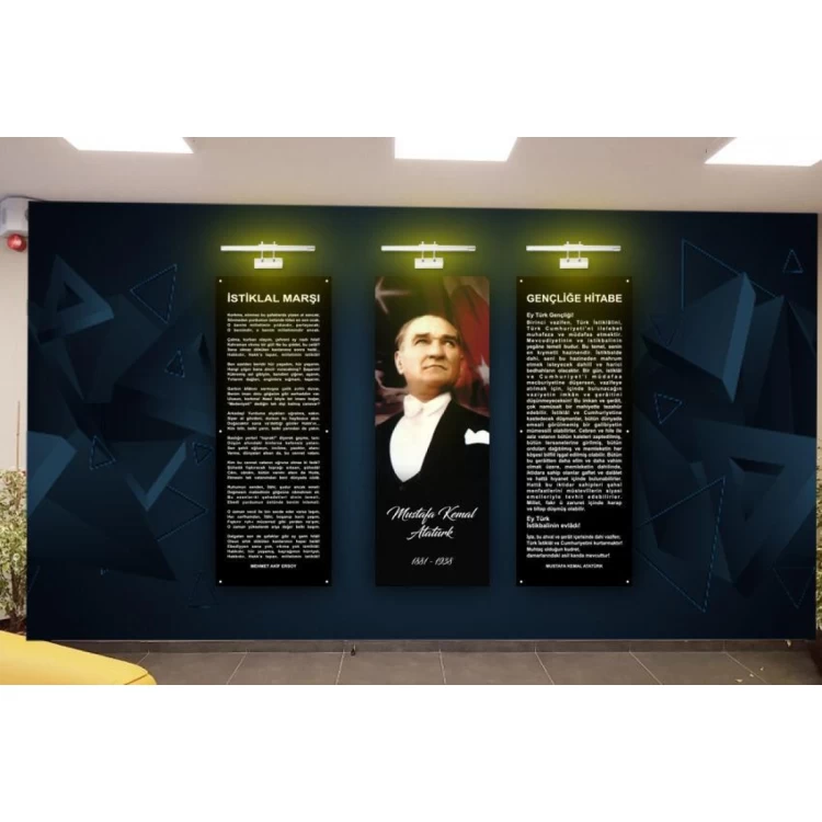 LED Aydınlatmalı Siyah Cam Atatürk Köşesi