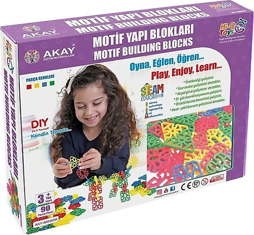Karton Kutulu Motif Yapı Blokları 90 Parça (4-6 Yaş) Lego