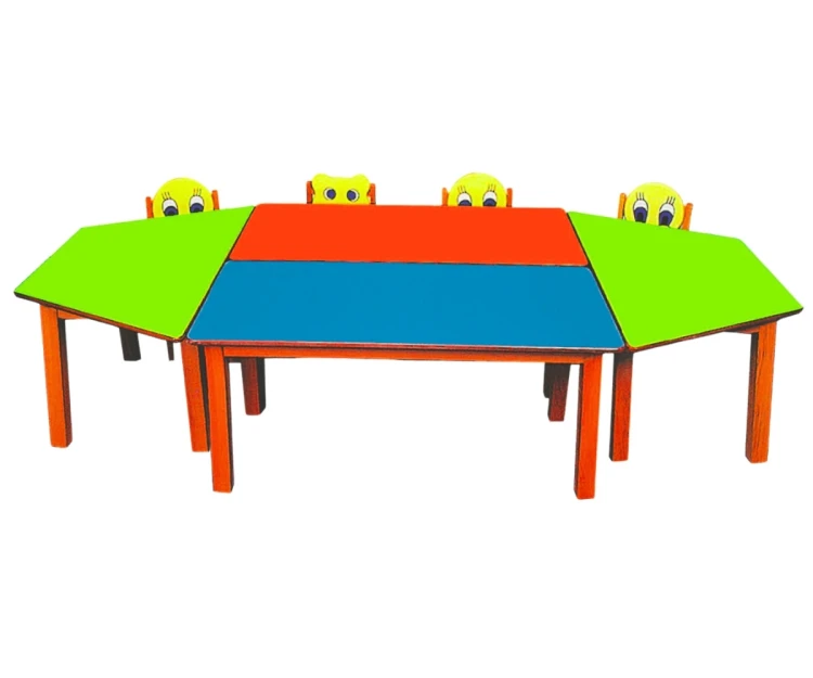 Trapez Masa Ahşap Ayaklı 120x60 Cm