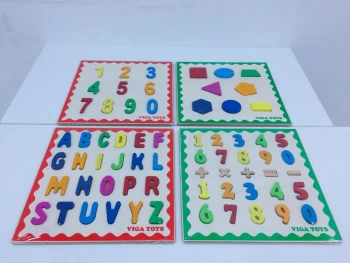 Ahşap Rakam, Harf ve Şekil Puzzle Seti 4 Tabla