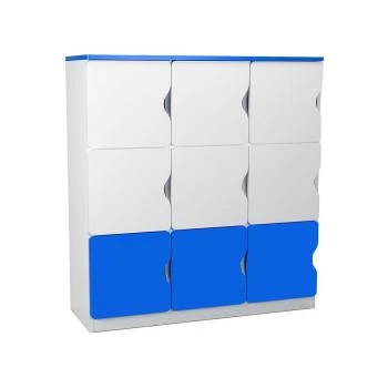 Anaokulu 9 Kapaklı Mavi Beyaz Öğrenci Dolabı