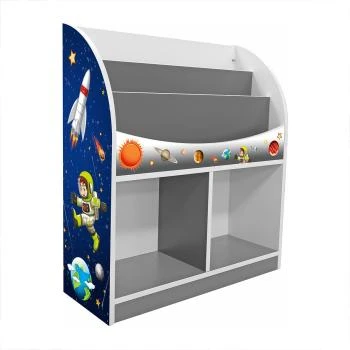 Anaokulu Ahşap Uzay Desenli Kitaplık