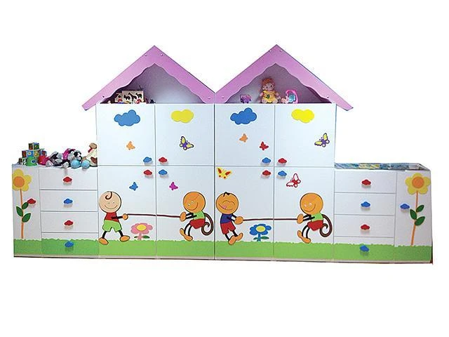 İp Çeken Çocuklar Figürlü Dolap Seti 320x40x200 cm
