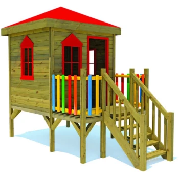 Merdivenli Platformlu Ahşap Oyun Evi