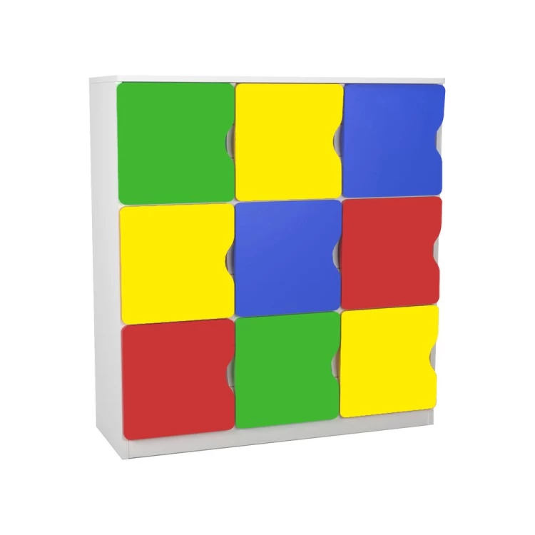 9 Kapaklı Renkli Anaokulu Öğrenci Malzeme Dolabı