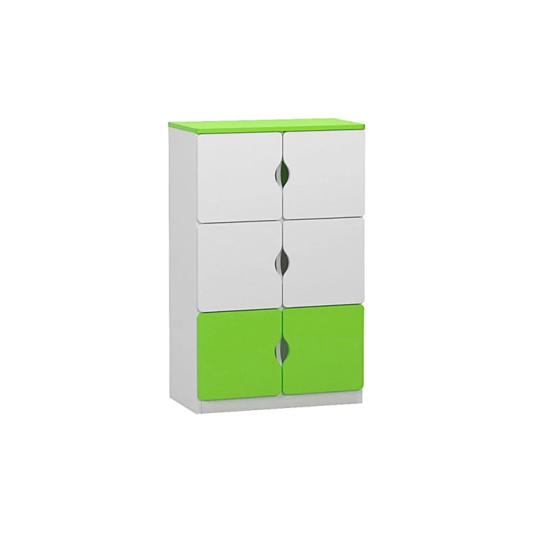 Anaokulu 6 Kapaklı Yeşil Beyaz Öğrenci Dolabı