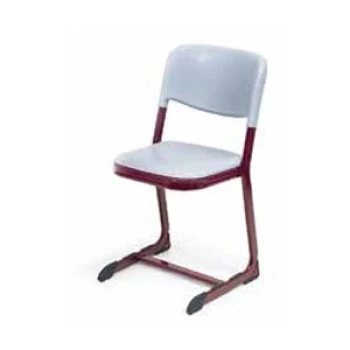 Gri Bordo PP Sandalye Metal Kızak Ayaklı