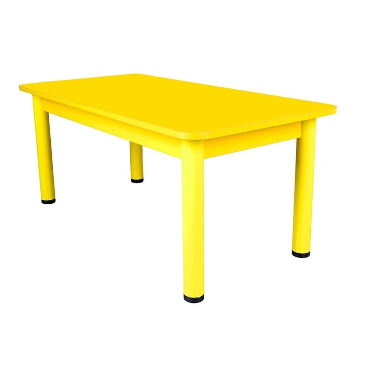 Ahşap Bazalı Dikdörtgen Sarı Masa Metal Ayaklı (60x120)