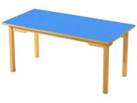 Mavi Tablalı Ahşap Ayaklı Masa 120x60x55 cm