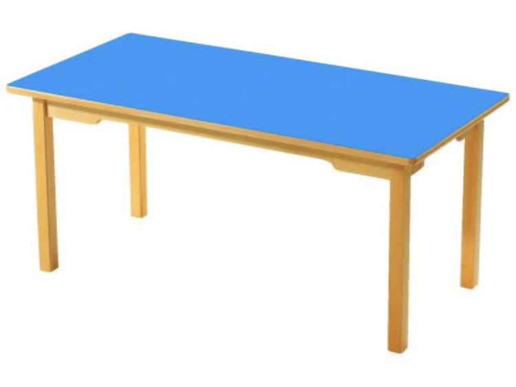 Mavi Tablalı Ahşap Ayaklı Masa 120x60x55 cm