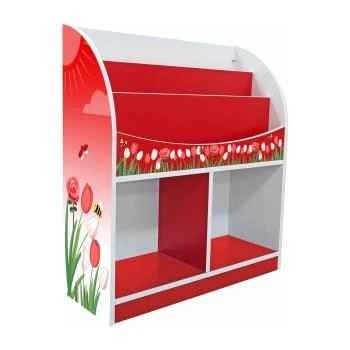 Anaokulu Ahşap Lale ve Gül Desenli Kitaplık