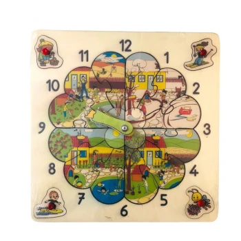 Ahşap Saat ve Mevsimler Puzzle 15 Parça