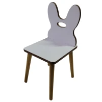 Ahşap Torna Ayaklı Tavşan Figürlü Çocuk Sandalyesi