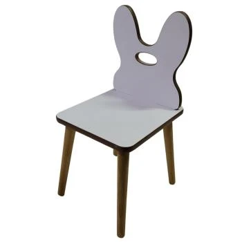 Ahşap Torna Ayaklı Tavşan Figürlü Çocuk Sandalyesi