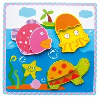 Deniz Altı Kalın Ahşap 3D Puzzle 7 Parça