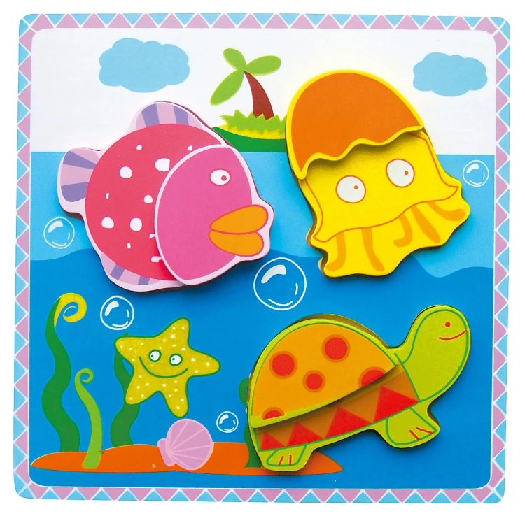 Deniz Altı Kalın Ahşap 3D Puzzle 7 Parça
