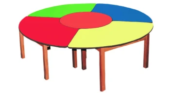 Ahşap Ayaklı Daire Masa Grubu 200 cm