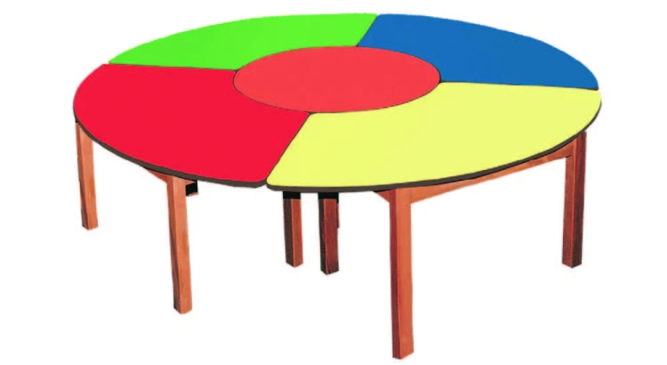 Ahşap Ayaklı Daire Masa Grubu 200 cm