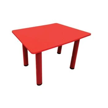 Ahşap 60x60 Kırmızı Kare Masa Metal Ayaklı