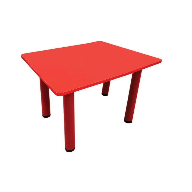 Ahşap 60x60 Kırmızı Kare Masa Metal Ayaklı