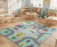 Mavi Yollar Desenli Anaokulu Sınıf  Halısı 200*290 cm