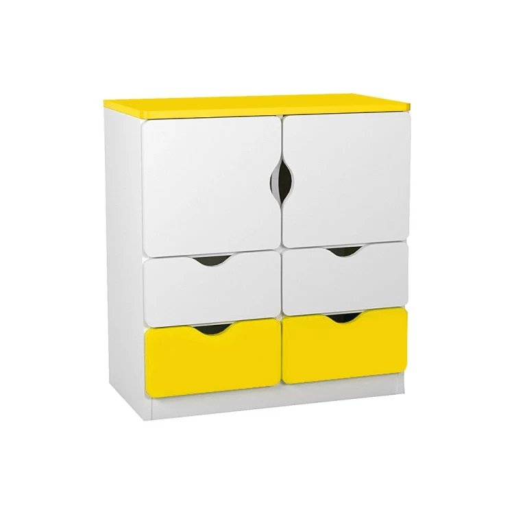 Anaokulu 2 Kapaklı 4 Çekmeceli Sarı Beyaz Öğrenci Dolabı