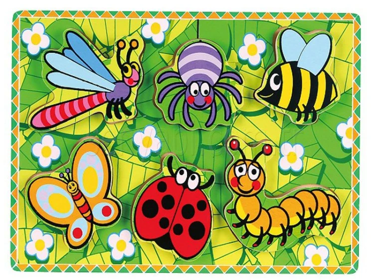 Böcek Temalı Kalın Ahşap 3D Puzzle