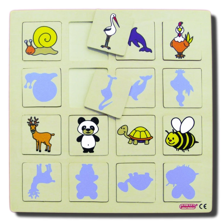 Hayvan Gölgeleri Eşleştirme Puzzle 16 Parça