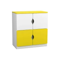 Anaokulu 4 Kapaklı Sarı Beyaz Öğrenci Dolabı