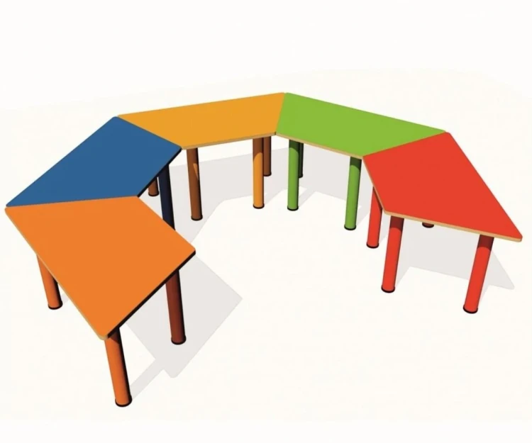 5 Parça Trapez Masa - Renkli ve Fonksiyonel