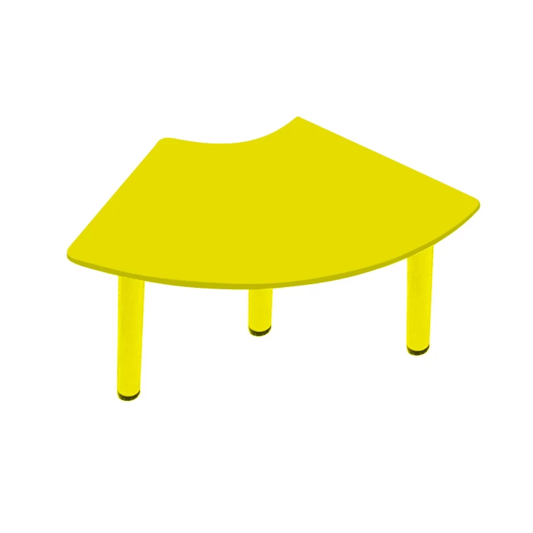 Ahşap Sarı Çeyrek Masa Metal Ayaklı
