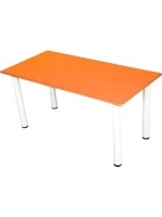 Turuncu Tablalı Beyaz Metal Ayaklı Masa 60x120 cm