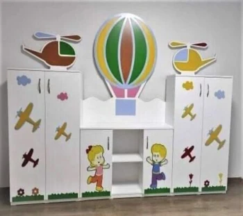 Balon ve Uçak Figürlü Dolap Seti 280x180x35 cm