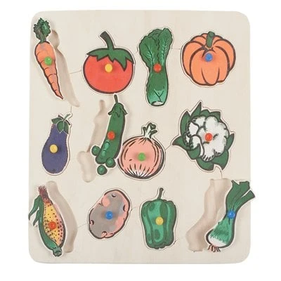 12 Parça Ahşap Sebzeler Puzzle 33x33 cm