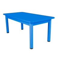 Ahşap Bazalı Dikdörtgen Mavi Masa Metal Ayaklı (60x120)