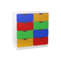 Anaokulu 8 Çekmeceli Renkli Öğrenci Malzeme Dolabı