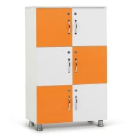 Damalı Turuncu Beyaz 6 Kapaklı Dolap 80x40x120 cm