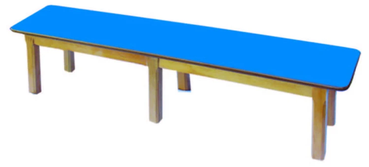 Mavi Tablalı Kayın Ayaklı Oturma Bankı 150x35x35 cm