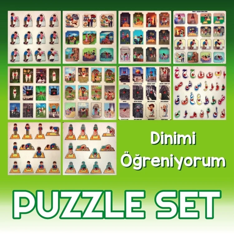 Dinimi Öğreniyorum Ahşap Puzzle Seti 10'lu