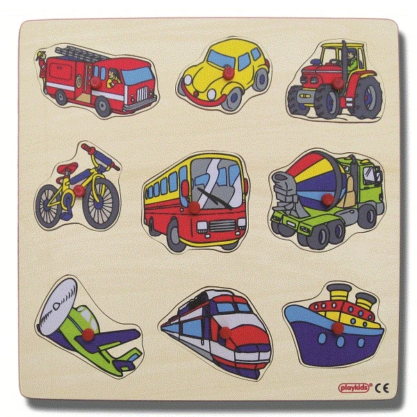Tutmalı Taşıtlar Puzzle 30x30 cm 9 Parça