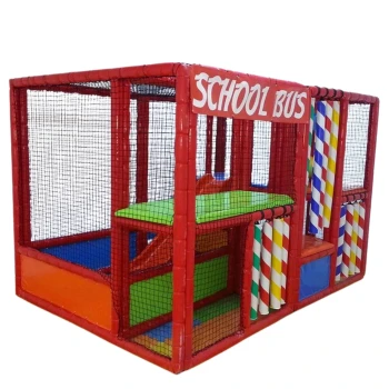 School Bus Temalı Trambolinli Oyun Parkuru 300X200XH200