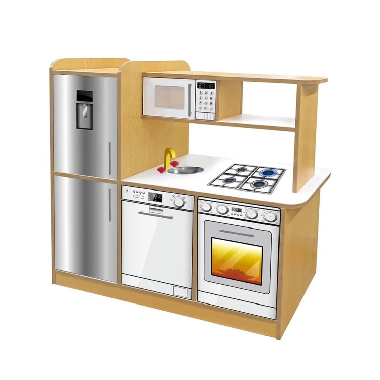 Anaokulu Ahşap Ada Mutfak Çift Taraflı