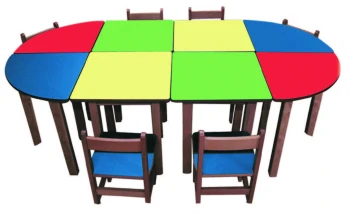 Renkli Ahşap Masa Grubu 240x120x54 cm