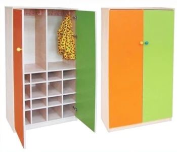 Turuncu Yeşil Kapaklı Vestiyer İki Modül 160x37x180 cm