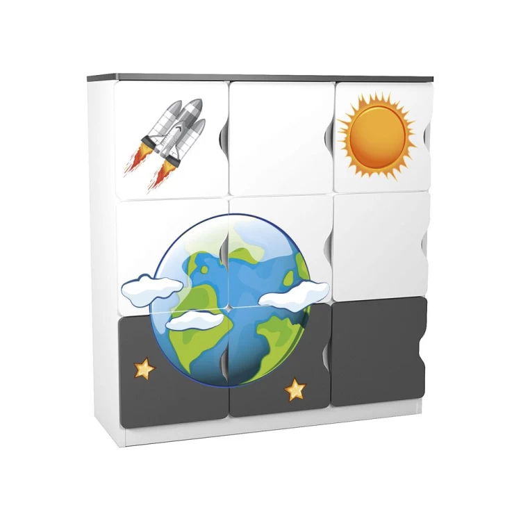 Anaokulu 9 Kapaklı Uv Baskılı Uzay Temalı Öğrenci Dolabı