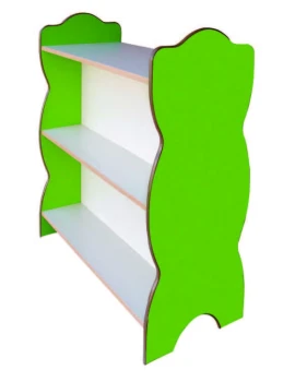 Dalgalı Yanlı Yeşil Kitaplık 90x42x100 cm