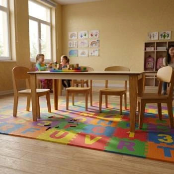 60x120 Anaokulu Ahşap Bazalı Masa