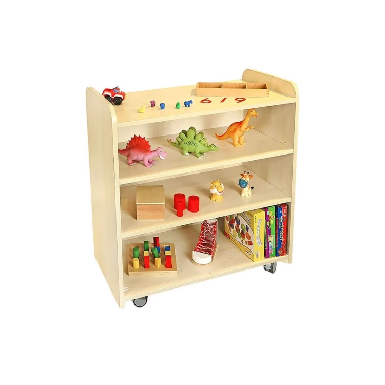 3 Raflı Tekerlekli Anaokulu Öğrenci Dolabı Akçaağaç