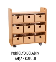 Tekerlekli 9 Kutulu Portfolyo Dolabı 80x35x85 cm