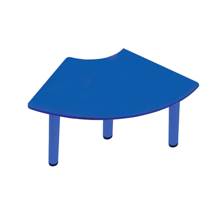 Ahşap Mavi Çeyrek Masa Metal Ayaklı